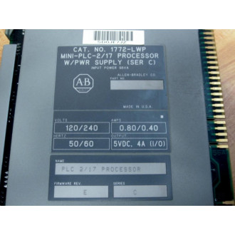 Allen Bradley 1772-LWP MINI-PLC-217 CPU w-PS Ser.C  FW Rev.E  WKey - Used