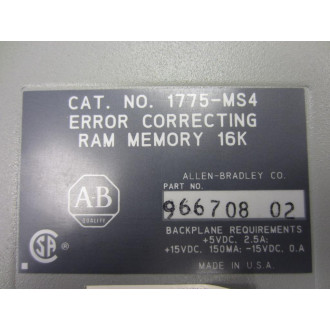 Allen Bradley 1775-MS4 Memory Module - Used