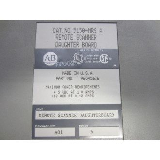 Allen Bradley 5150-MRS Scanner 5150-RS 96076276 5150-MRS A - Used