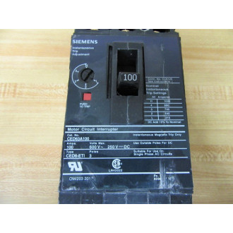 Siemens CED63A100 Circuit Breaker - Used