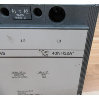 Siemens 40NH32A* Size 7 Heavy Duty Contactor - Used