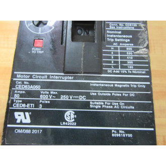 Siemens CED63A050 50A Circuit Breaker CED63A050L Cracked Housing - New No Box