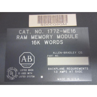 Allen Bradley 960232 Module Tested 1772-ME16 REV-E1 - Used