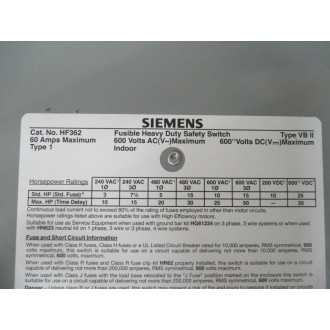 Siemens HF362 Fusible Heavy Duty Switch - New No Box