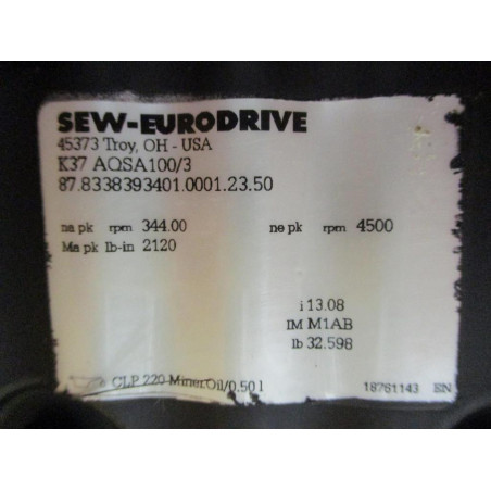 SEW-Eurodrive K37 AQSA1003 Helical Bevel Gear Unit K37ASQA1003 - New No Box