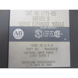 Allen Bradley 1771-ES Servo Expander Module 1771ES Part No.96620602 - Used