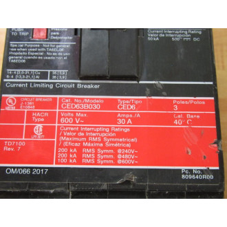 Siemens CED63B030 30A Circuit Breaker CED63B030L - New No Box