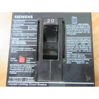 Siemens CED63B020 20A Circuit Breaker CED63B020L - New No Box