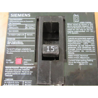 Siemens CED63B015 15A Circuit Breaker CED63B015L Cracked Housing - Used