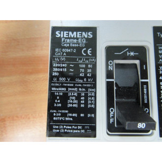 Siemens HEG3B080 80A Circuit Breaker HEG3B080L - Used