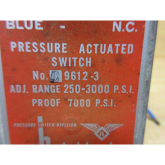 Barksdale C9612-3 Pressure Actuated Switch C96123 125-460 VAC - New No Box