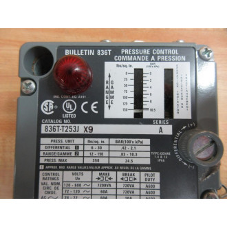 Allen Bradley 836T-T253JX9 Pressure Switch 836TT253JX9 - Used
