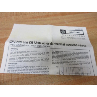 General Electric CR124D081-600VAC Overload Relay