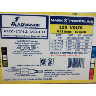 Advance REZ-1T42-M2-LD Ballast REZ1T42M2LD - Used