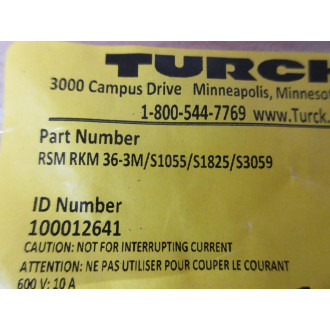Turck RSM RKM 36-3MS1055S1825S3059 Double Ended Cordset 100012641