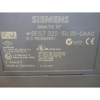 Siemens 6ES7 322-1BL00-0AA0 Module 6ES73221BL000AA0 No Cover - Used