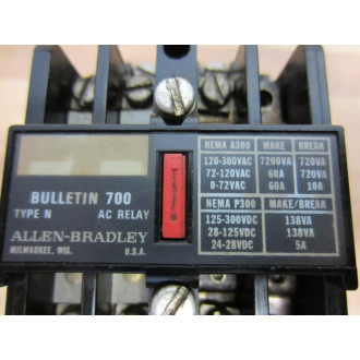 Allen Bradley 700-N400A1 Relay 700N400A1 Series C Missing Terminal Screws - Used