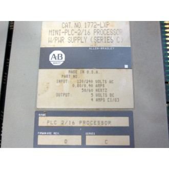 Allen Bradley 1772-LXP Processor Series C FW Rev.D WKey - Used
