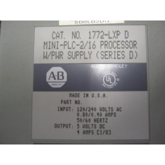 Allen Bradley 1772-LXP Processor Series D FW Rev.C - Used
