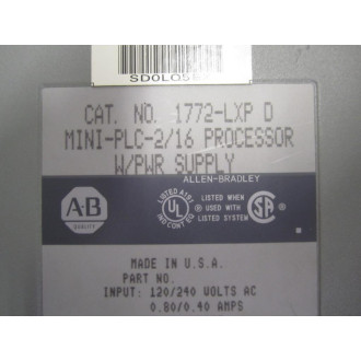 Allen Bradley 1772-LXP Processor Series D FW Rev.C wKey - Used