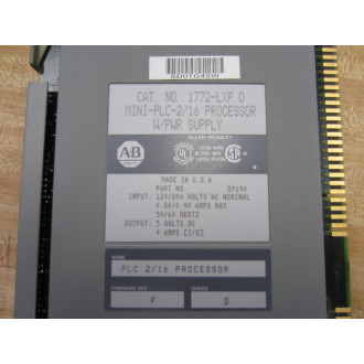 Allen Bradley 1772-LXP Processor Series D FW Rev.F - Used