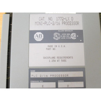 Allen Bradley 1772-LXP Processor Ser.D Rev.E wKey+Battery - Used