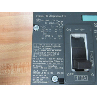 Siemens NFK3B110 110A Circuit Breaker NFK3B110L - New No Box