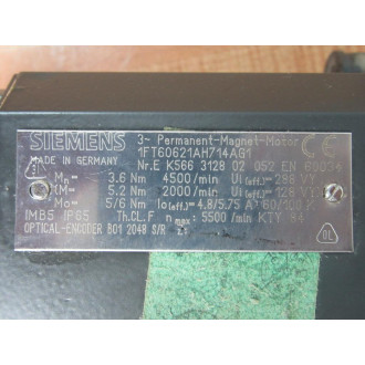 Siemens 1FT60621AH714AG1 Permanent Magnet Motor - Used