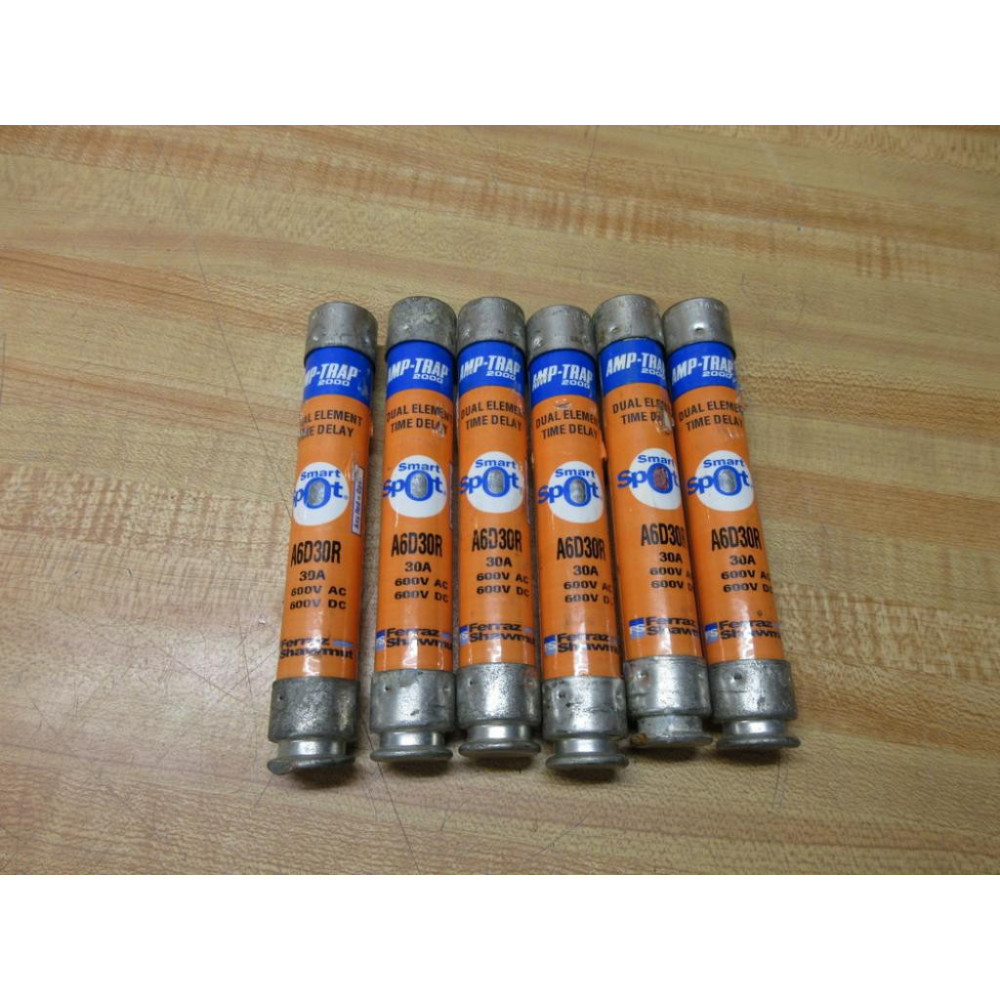 Gould Shawmut Ferraz Mersen A6D30R Fuse Cross Ref 4TCH1 Smart (Pack of 6) - Used