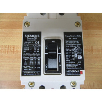 Siemens HEG3B045 Circuit Breaker HEG3B045L Chipped Housing - Used