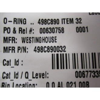 Westinghouse 498C890032 O-Ring 43