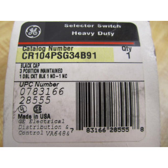 General Electric CR104PSG34B91 Selector Switch GE
