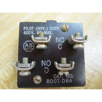 Allen Bradley 800T-D6A Push Button 800TD6A Contact Only - New No Box