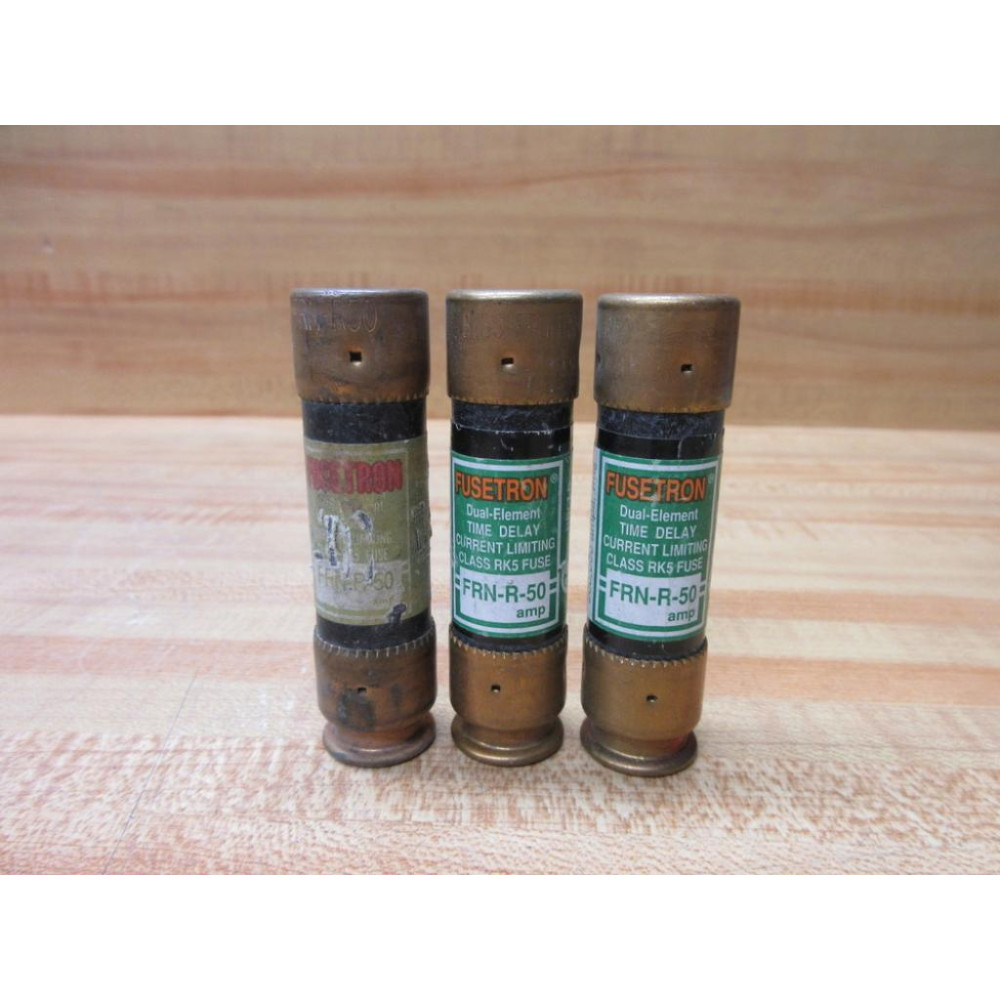 Fusetron FRN-R-50 Bussmann Fuse Cross Ref 4A453 Tested (Pack of 3) - Used