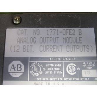 Allen Bradley 1771-OFE2 Module Ser. B, FW Rev. B - Used