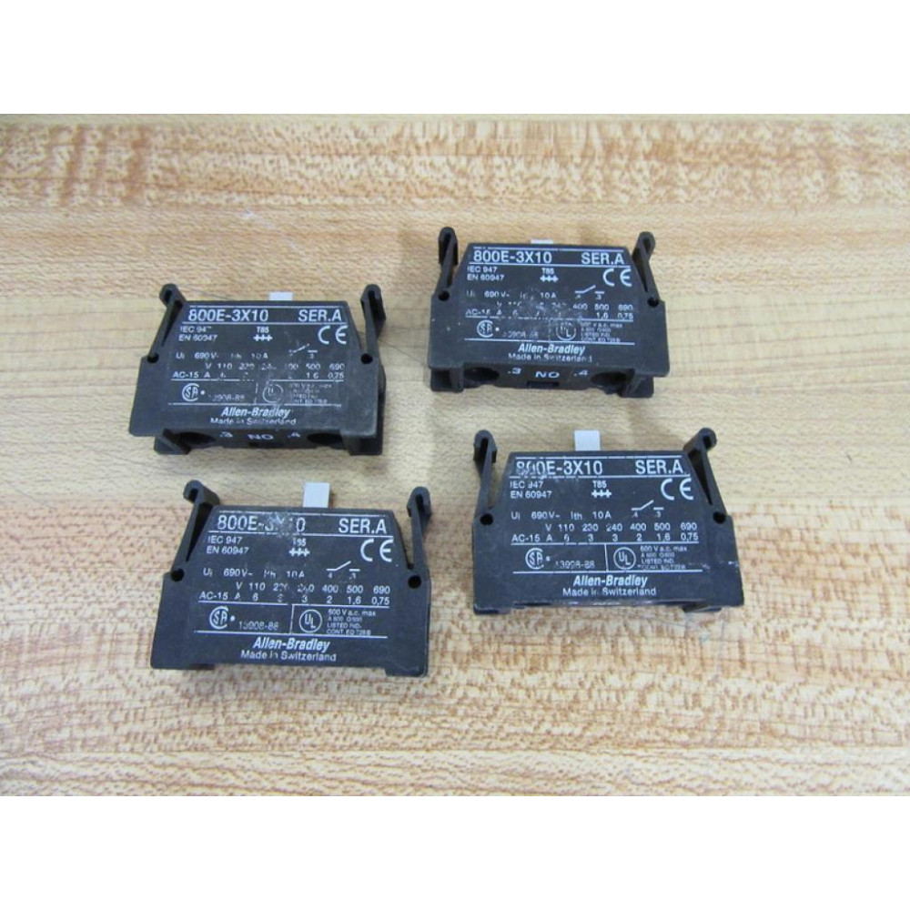 Allen Bradley 800E-3X10 Contact Block 800E3X10 Black (Pack of 4) - Used