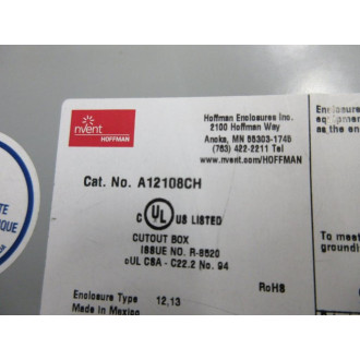 Hoffman A12108CH Junction Box 6x 30mm Push Button Holes - Used