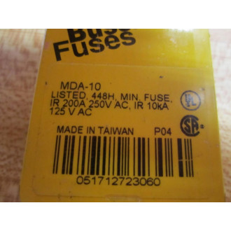 Buss MDA-10 Bussmann Fuse Cross Ref 1CL94 White (Pack of 10)