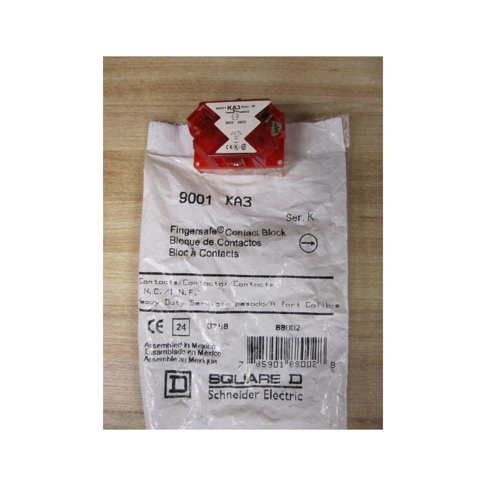 Square D 9001-KA3 Contact Block 88002 Red-Series K