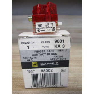 Square D 9001-KA3 Contact Block 88002 Series JRed