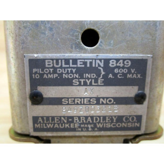 Allen Bradley 849-ZOD321B Timing Relay 849-Z0D321B - Used