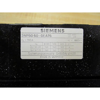 Siemens 3NP5060-0EA76 Fuse Switch Disconnector 3NP50600E76