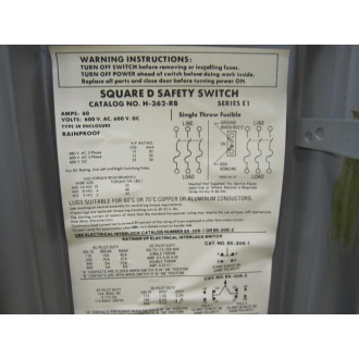 Square D H-362-RB Safety Switch H362RB - New No Box