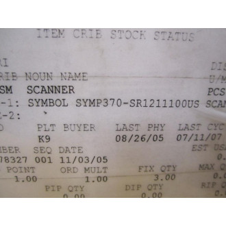 Motorola Symbol P370-SR1211100US Scanner By Rockwell - Refurbished