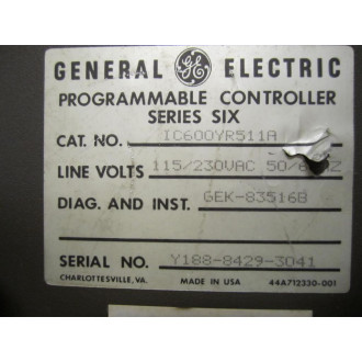General Electric IC600YR511A 11 Slot IO Rack - Used