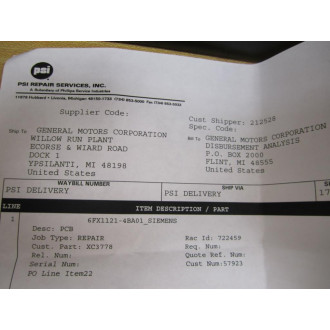 Siemens 6FX1-121-4BA01 Board 6FX11214BA01 PSI Services - Refurbished