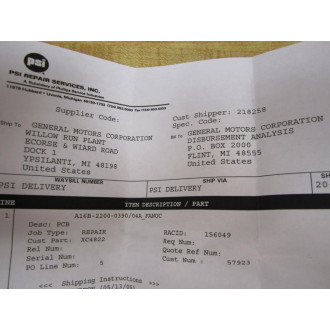 Fanuc A16B-2200-0390 Board A16B-2200-039004A PSI Services - Refurbished