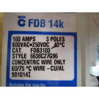 Cutler Hammer FDB3100 Eaton Circuit Breaker
