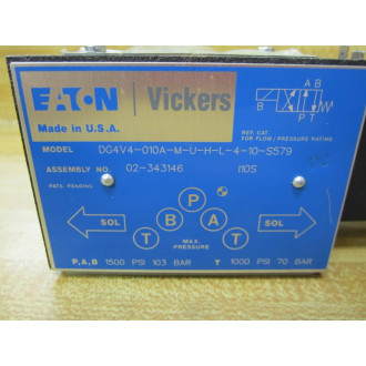Vickers Eaton 02-343146 Valve DG4V4-010A-M-U-H-L-4-10-S579 - New No Box