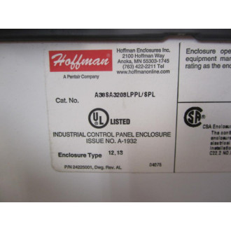 Hoffman A36SA3208LPPLSPL A36SA3208LPPLSPL - Used